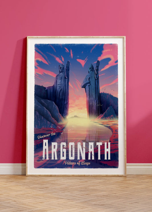 Argonath Travel Poster - Lord of the Rings Vintage Travel Poster - Minimalist Lotr Art - Pillars of Kings