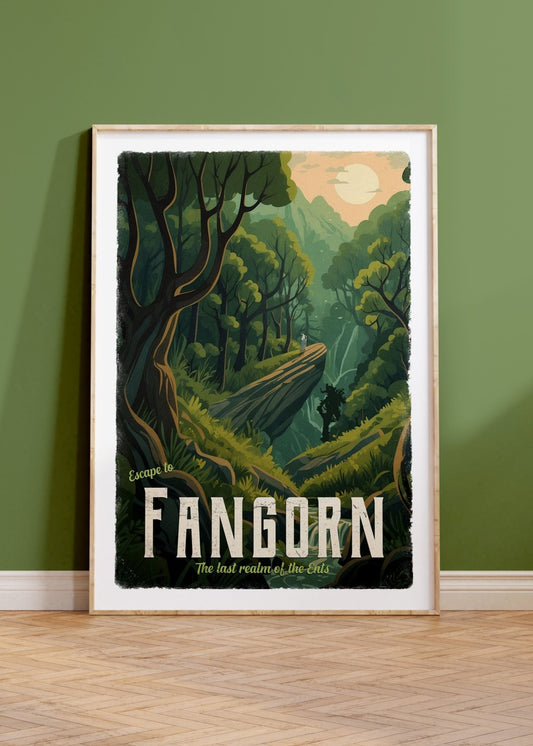 Fangorn Travel Poster - Lord of the Rings Vintage Travel Poster - Minimalist Lotr Art - Fangorn Forest