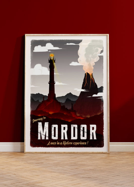 Mordor Travel Poster - Lord of the Rings Vintage Travel Poster - Minimalist Lotr Art - Barad-Dur - Mount Doom