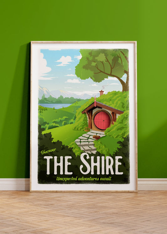 The Shire Travel Poster - Lord of the Rings Vintage Travel Poster - Minimalist Lotr Art - Bag End - Hobbiton