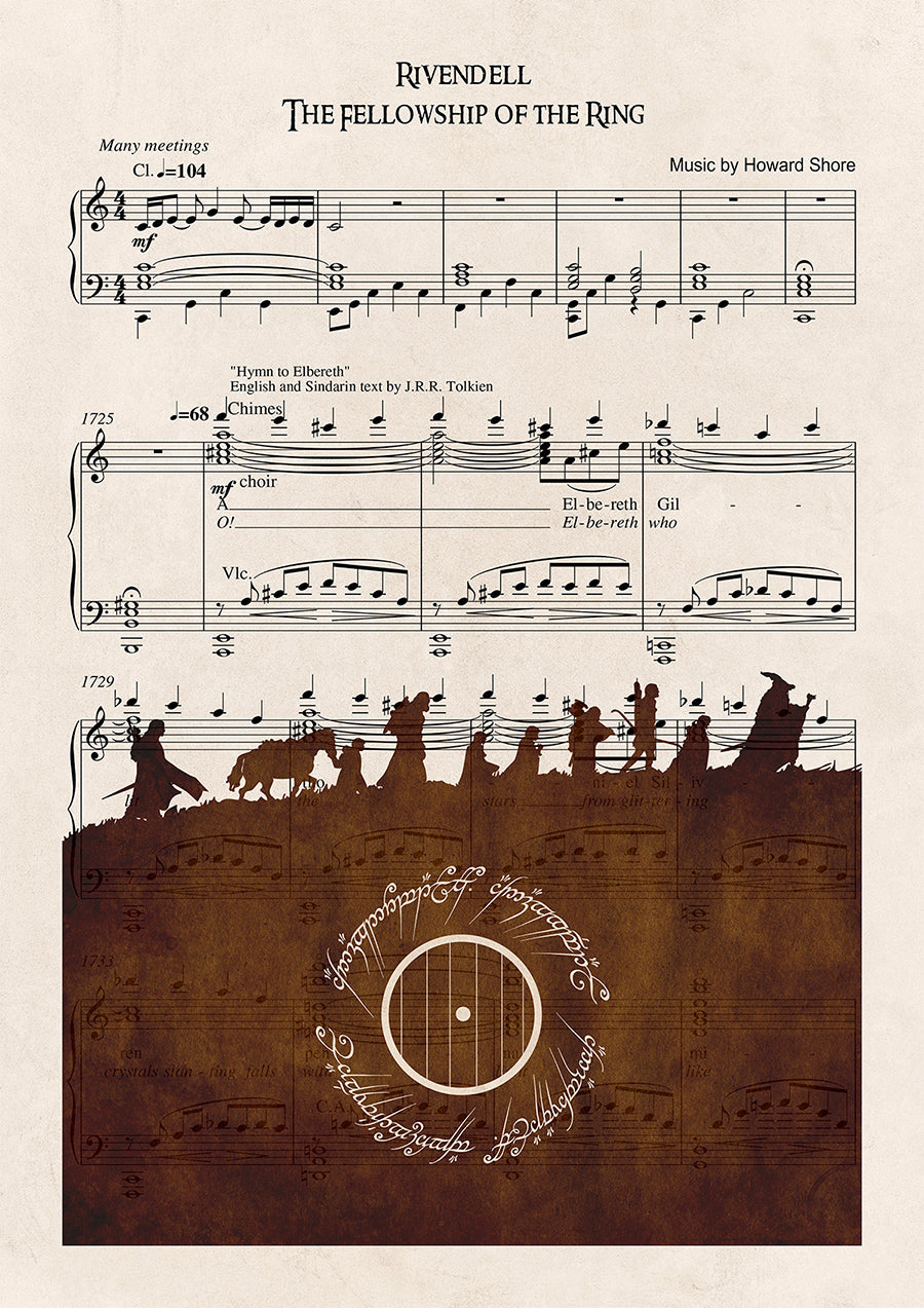 Lord of the Rings - Set of 3 Sheet Music Art Prints - Fellowship, Two Towers, Return of the King - Wall Art Lotr