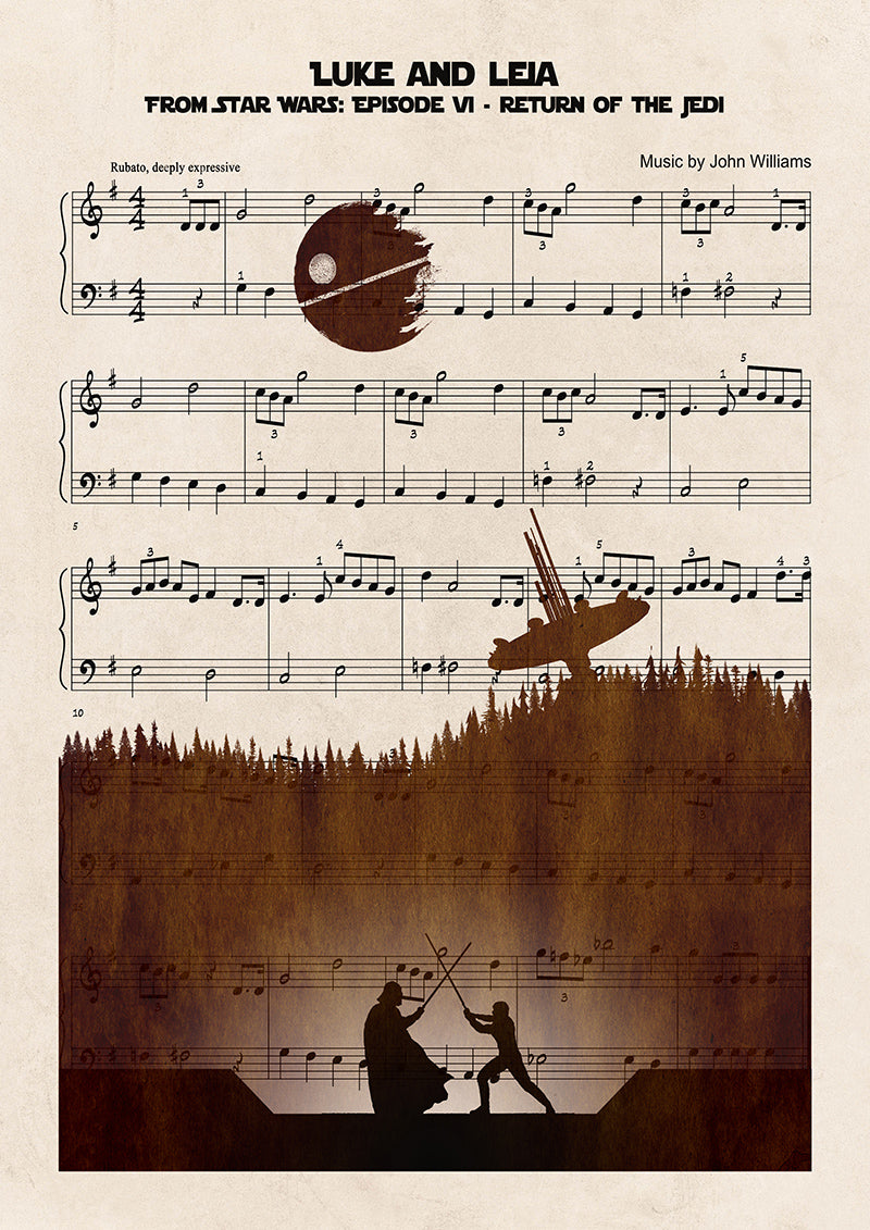 Star Wars - Set of 3 Sheet Music Art Prints - Star Wars Wall Art