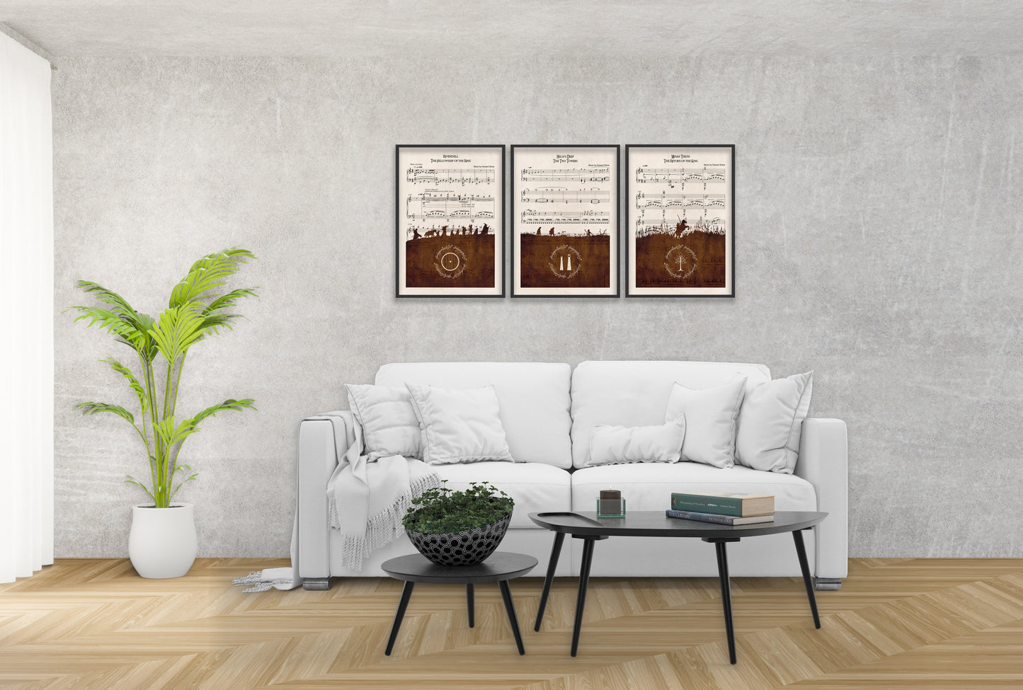 Lord of the Rings - Set of 3 Sheet Music Art Prints - Fellowship, Two Towers, Return of the King - Wall Art Lotr