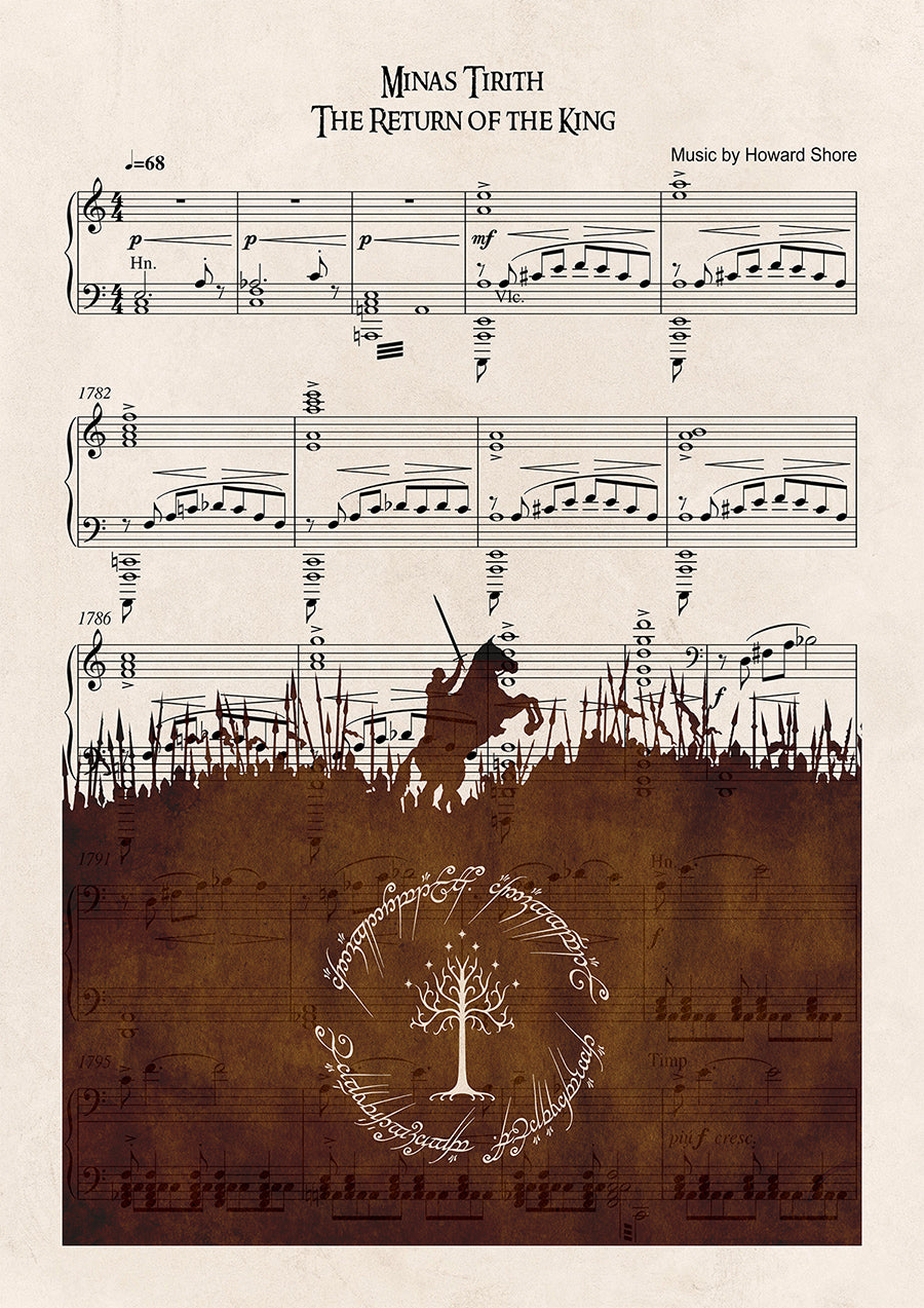 Lord of the Rings - Set of 3 Sheet Music Art Prints - Fellowship, Two Towers, Return of the King - Wall Art Lotr