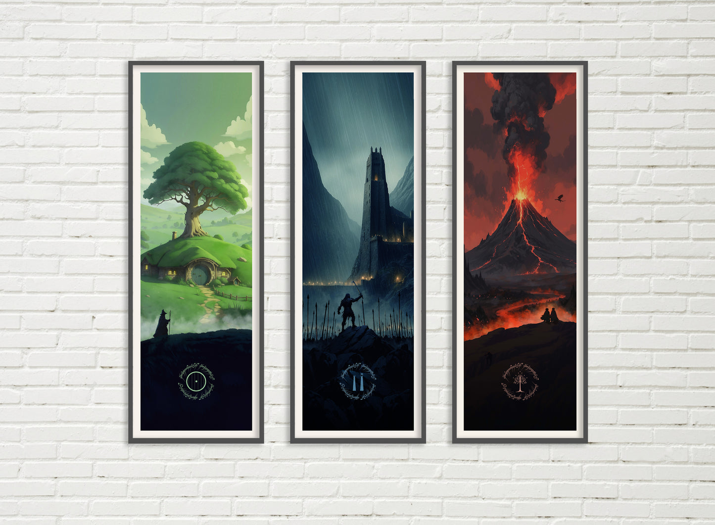 Lord of the Rings Trilogy Art Prints - Set of 3 Posters - LOTR Posters - Tryptych