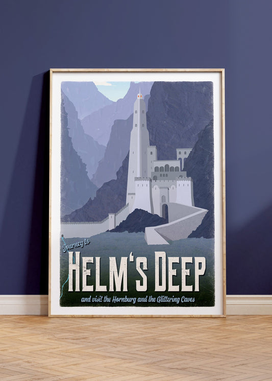 Helms Deep Travel Poster - Lord of the Rings Vintage Travel Poster - Rohan - Hornburg