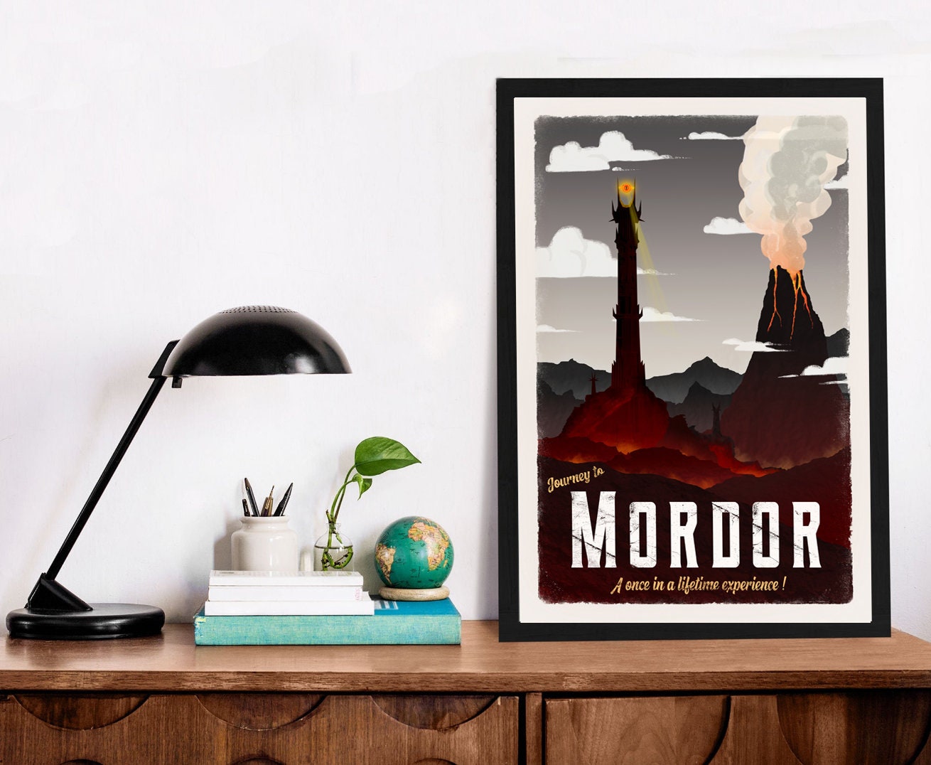 Mordor Travel Poster - Lord of the Rings Vintage Travel Poster - Minimalist Lotr Art - Barad-Dur - Mount Doom