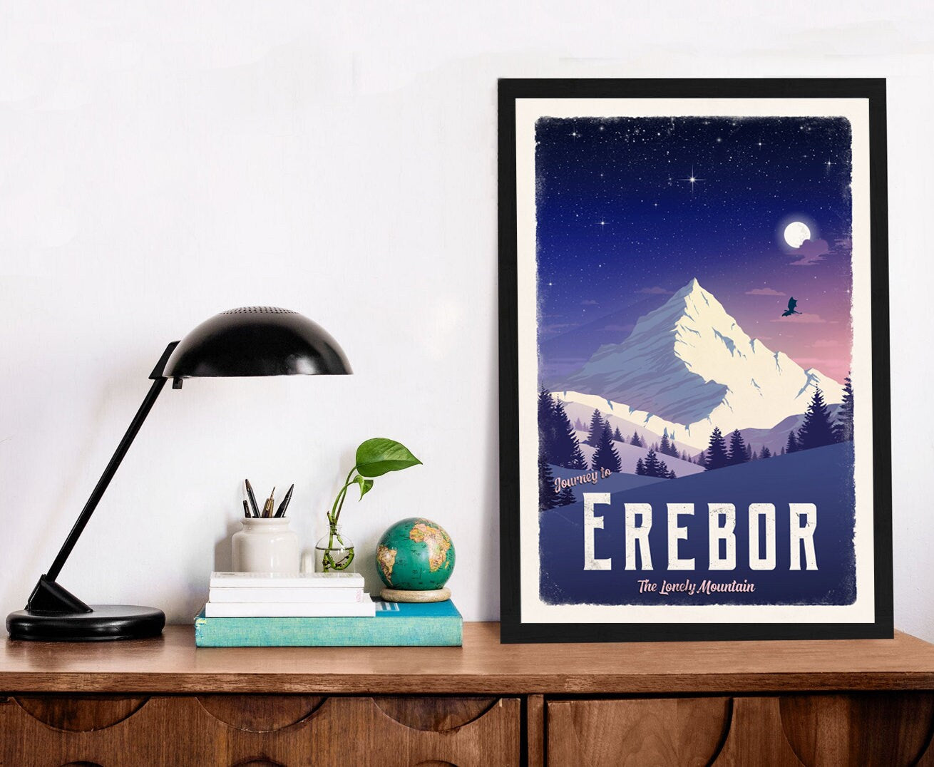 Erebor Travel Poster - Lord of the Rings Vintage Travel Poster - Minimalist Lotr Art - The Lonely Mountain