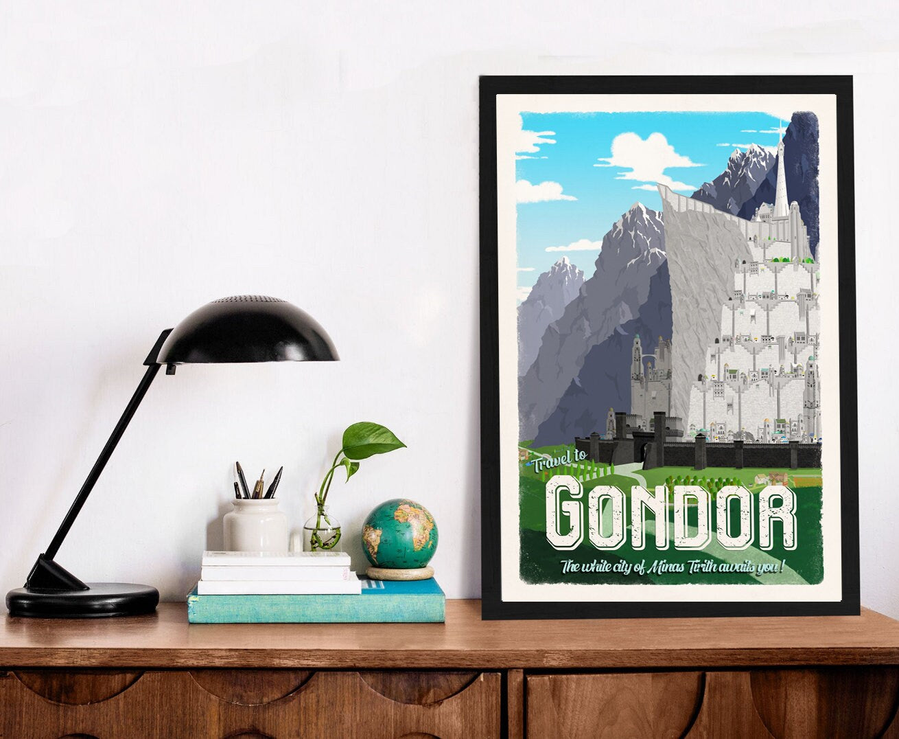 Gondor/Minas Tirith Travel Poster - Vintage Lord of the Rings Art - Minimalist Lotr Art - Wall Art - Retro Travel Poster