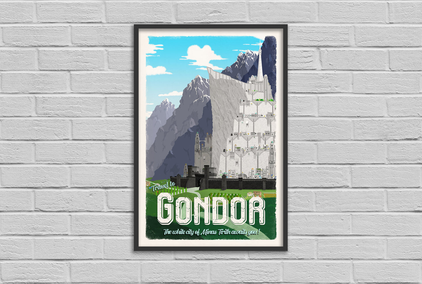 Gondor/Minas Tirith Travel Poster - Vintage Lord of the Rings Art - Minimalist Lotr Art - Wall Art - Retro Travel Poster