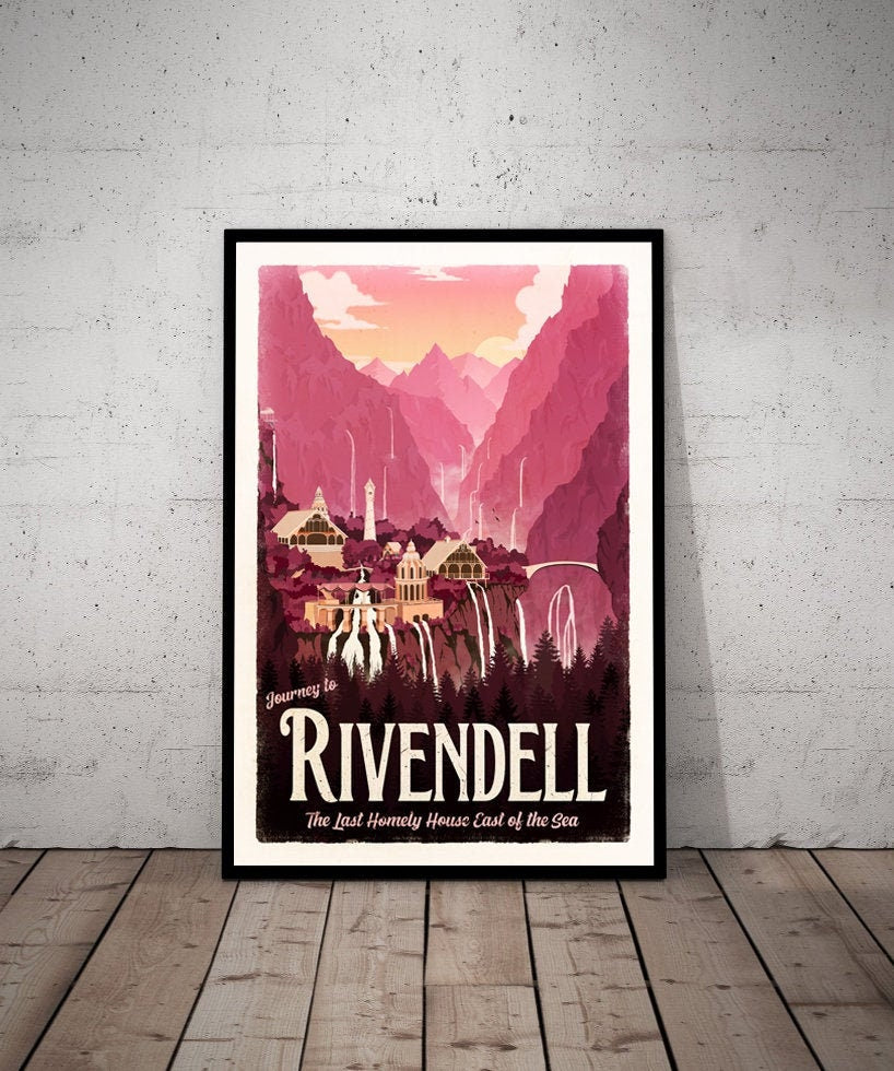 Rivendell Travel Poster - Lord of the Rings Vintage Travel Poster - Minimalist Lotr Art