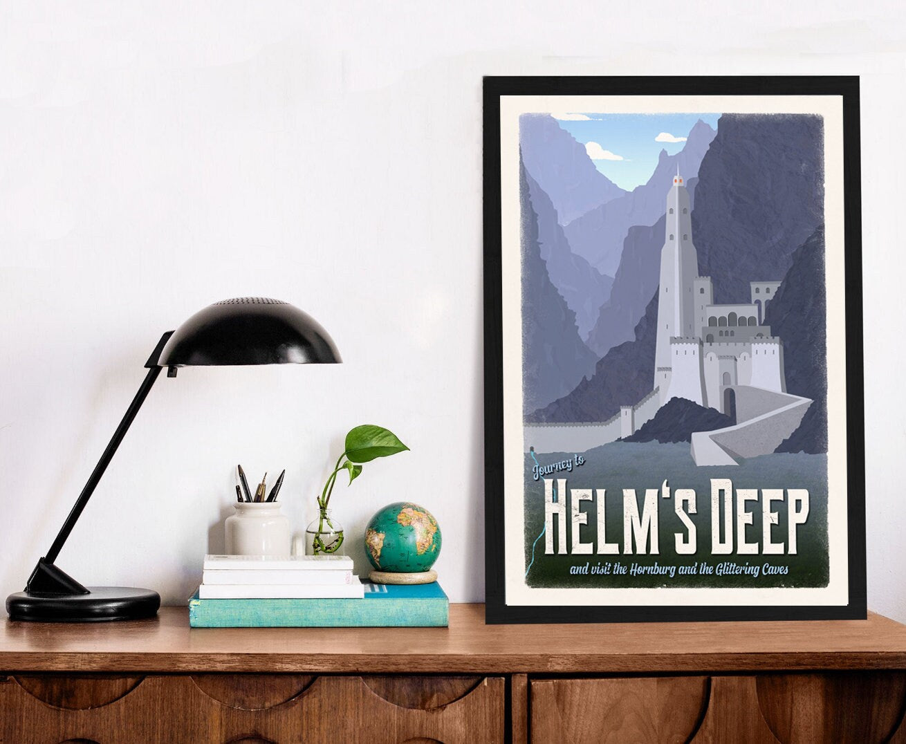 Helms Deep Travel Poster - Lord of the Rings Vintage Travel Poster - Rohan - Hornburg