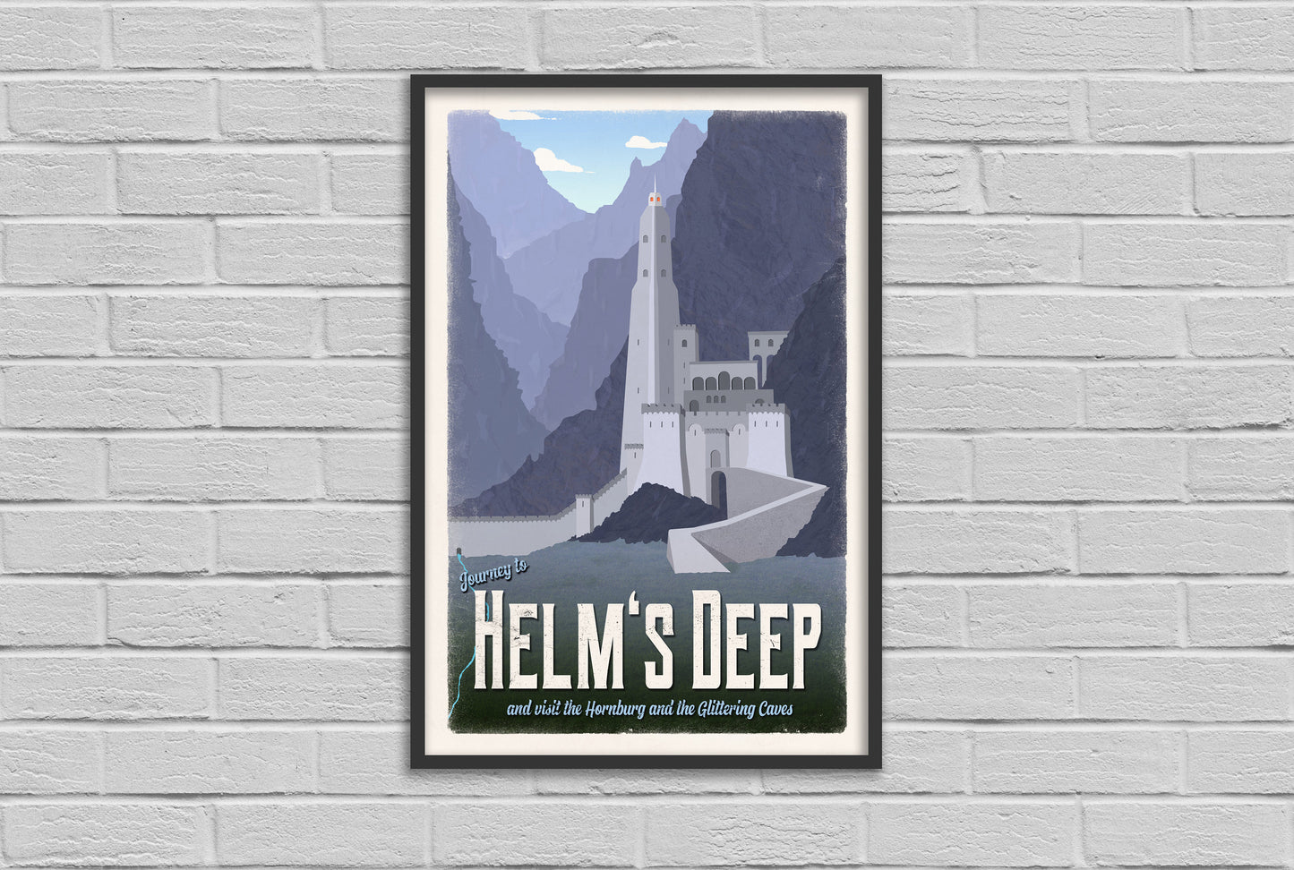 Helms Deep Travel Poster - Lord of the Rings Vintage Travel Poster - Rohan - Hornburg