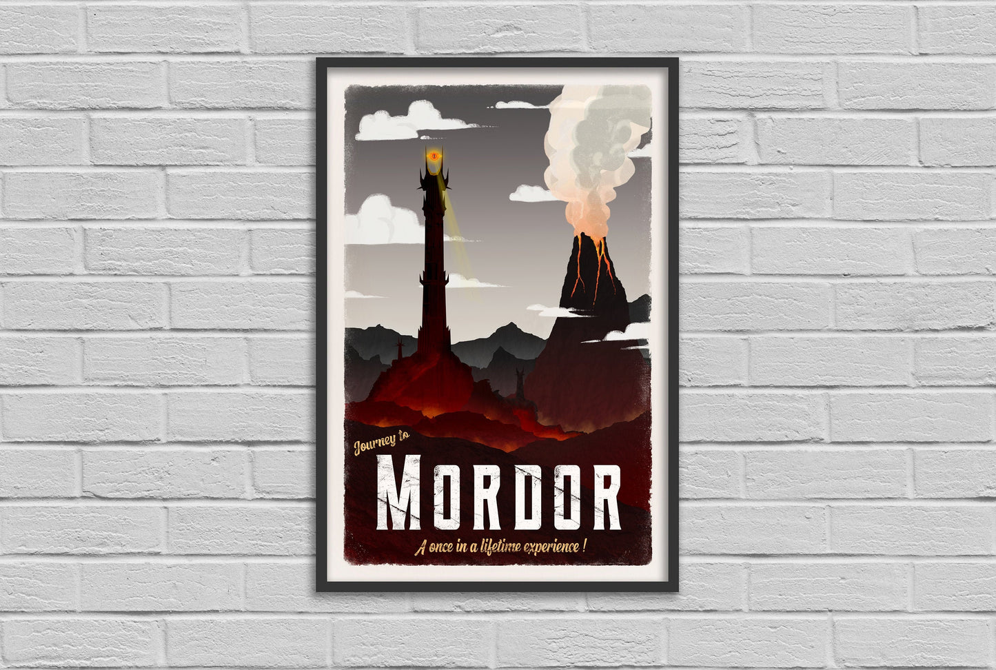 Mordor Travel Poster - Lord of the Rings Vintage Travel Poster - Minimalist Lotr Art - Barad-Dur - Mount Doom