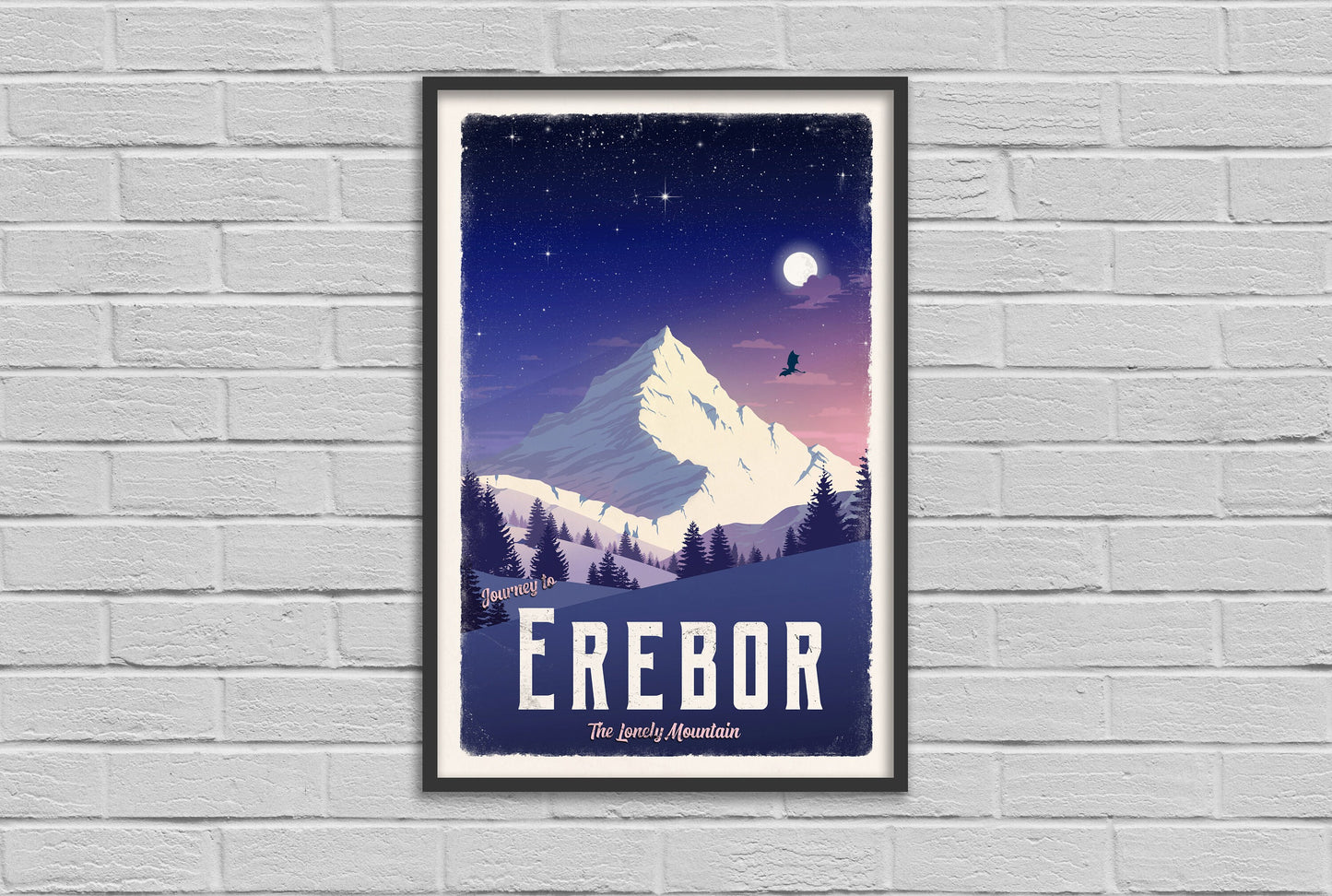 Erebor Travel Poster - Lord of the Rings Vintage Travel Poster - Minimalist Lotr Art - The Lonely Mountain