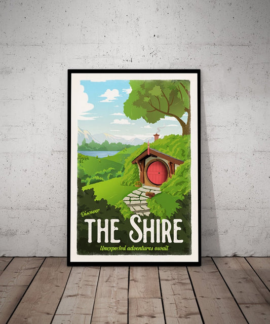 The Shire Travel Poster - Lord of the Rings Vintage Travel Poster - Minimalist Lotr Art - Bag End - Hobbiton