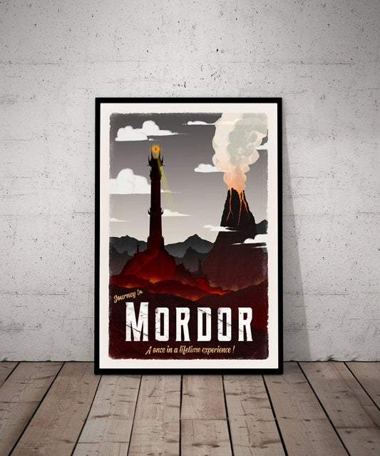 Mordor Travel Poster - Lord of the Rings Vintage Travel Poster - Minimalist Lotr Art - Barad-Dur - Mount Doom