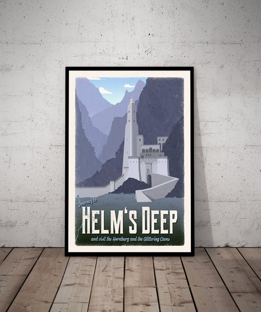 Helms Deep Travel Poster - Lord of the Rings Vintage Travel Poster - Rohan - Hornburg