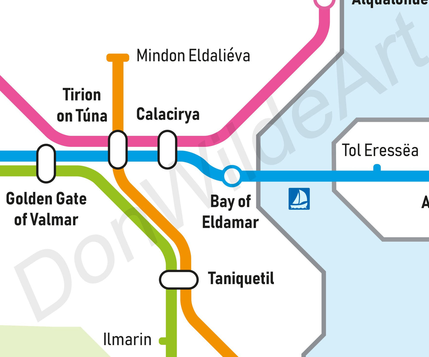 Lord of the Rings First Age Tube Map - Beleriand Subway Map - Silmarillion Map - Middle-earth - 1. AGE