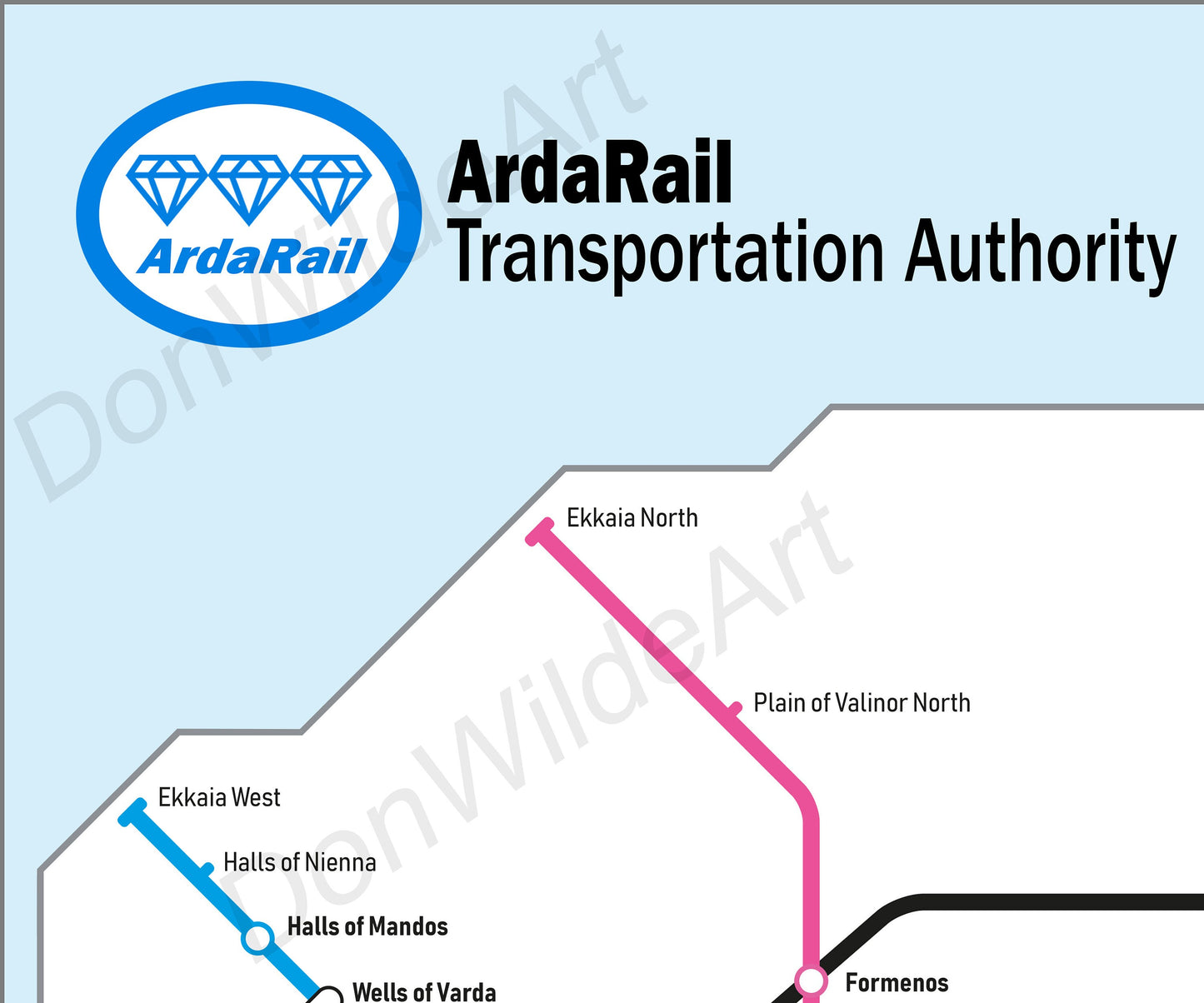 Lord of the Rings First Age Tube Map - Beleriand Subway Map - Silmarillion Map - Middle-earth - 1. AGE