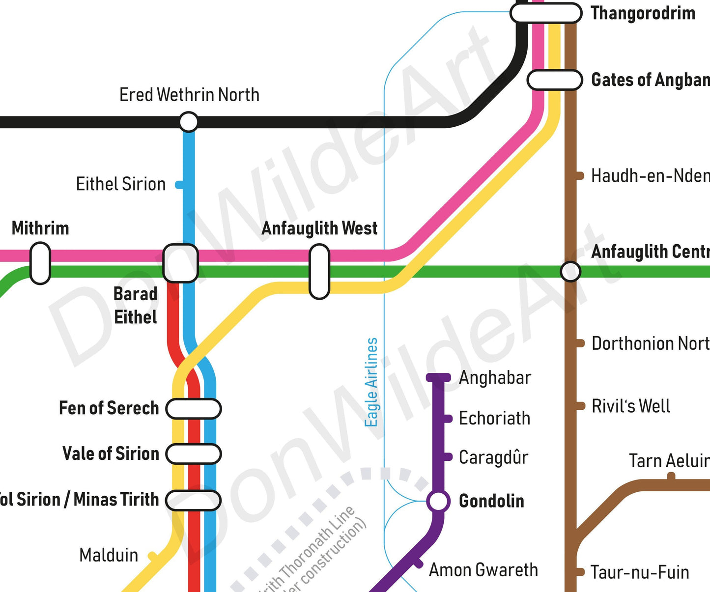 Lord of the Rings First Age Tube Map - Beleriand Subway Map - Silmarillion Map - Middle-earth - 1. AGE