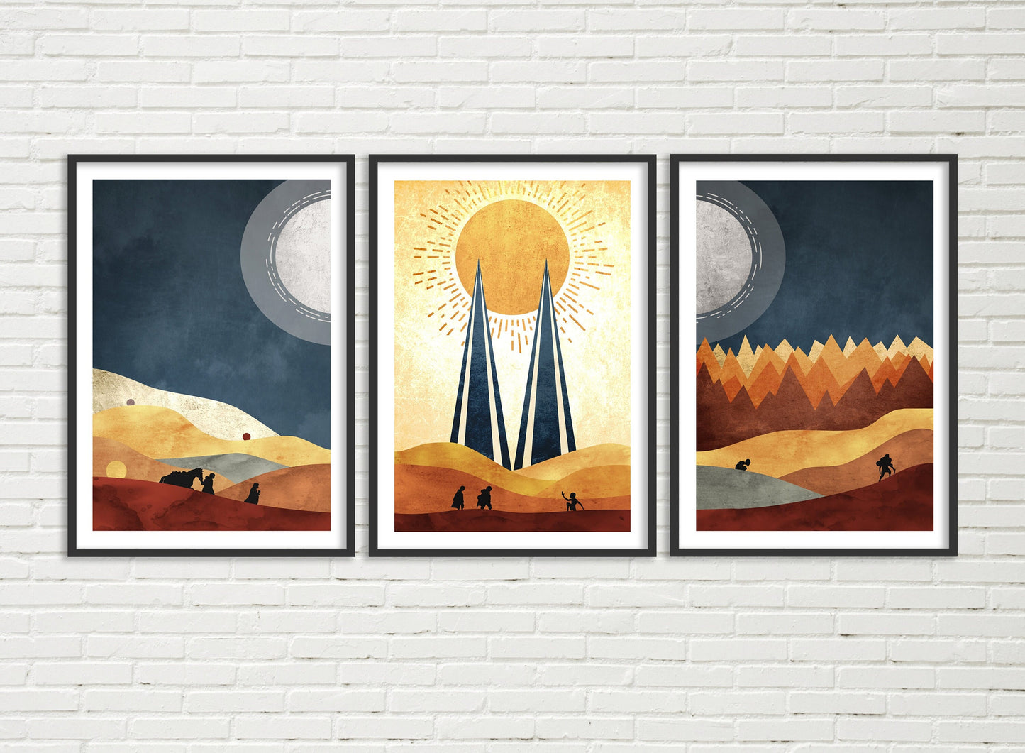 Boho Lord of the Rings Set - Set of 3 Boho Art Prints - Lotr Inspired Print