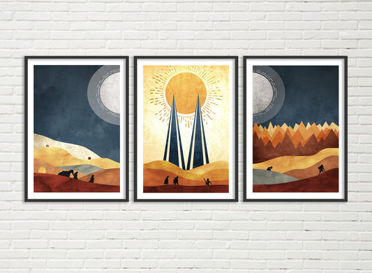 Boho Lord of the Rings Set - Set of 3 Boho Art Prints - Lotr Inspired Print