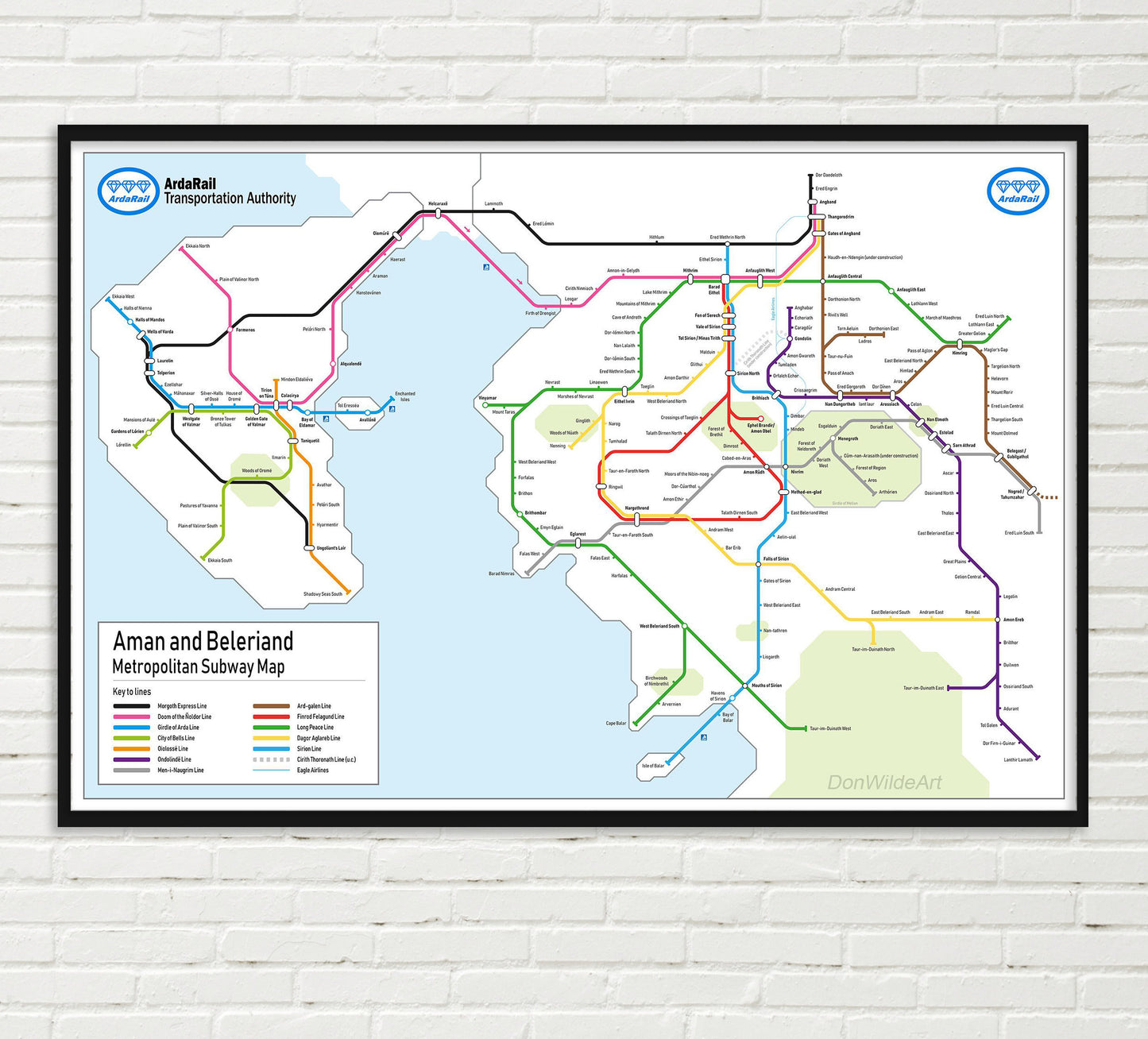 Lord of the Rings First Age Tube Map - Beleriand Subway Map - Silmarillion Map - Middle-earth - 1. AGE