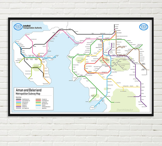 Lord of the Rings First Age Tube Map - Beleriand Subway Map - Silmarillion Map - Middle-earth - 1. AGE