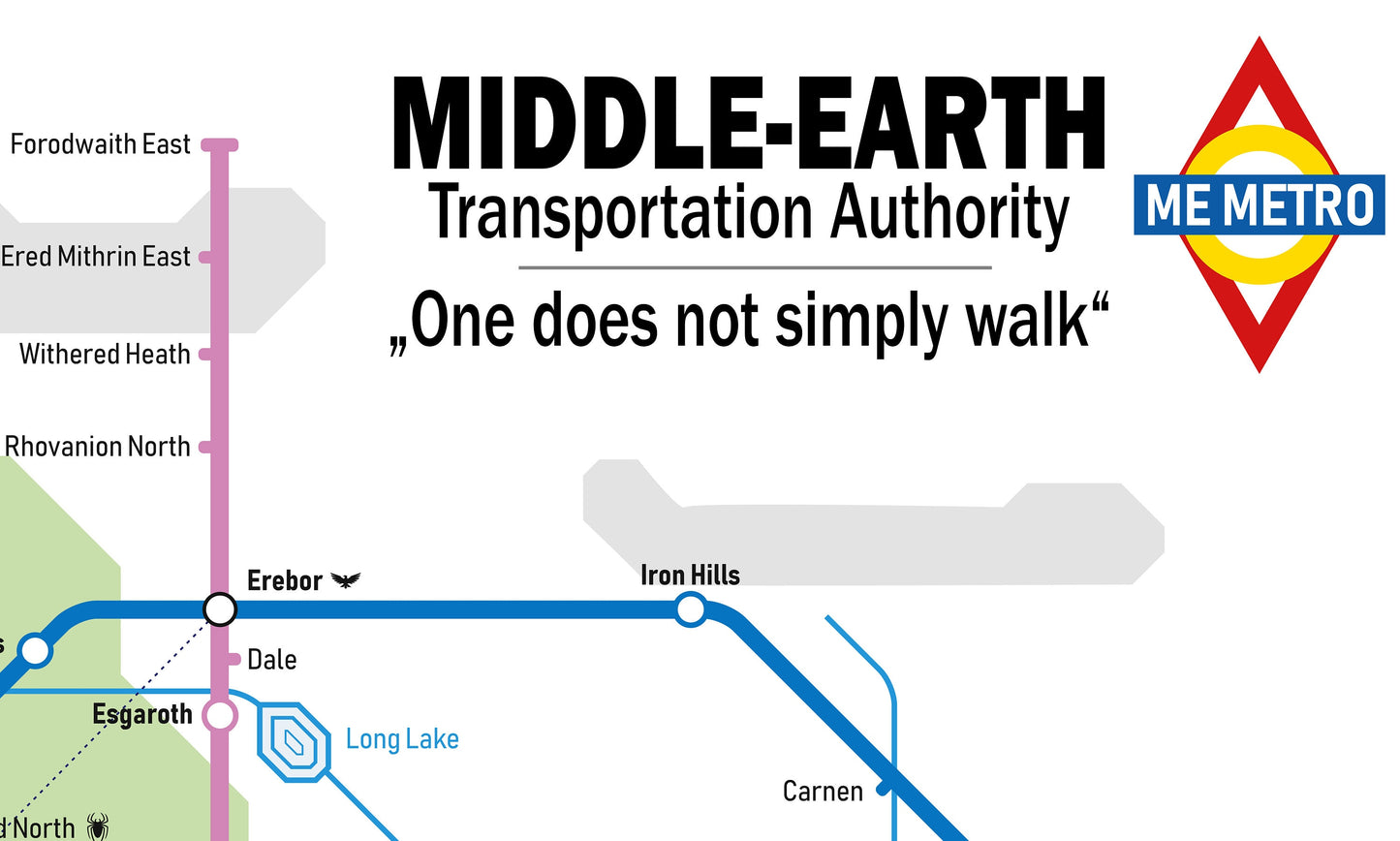 Middle-earth Subway Map - Lord of the Rings Map - Middleearth Map - Middle Earth Map - Fantasy Transit Map - 3. AGE