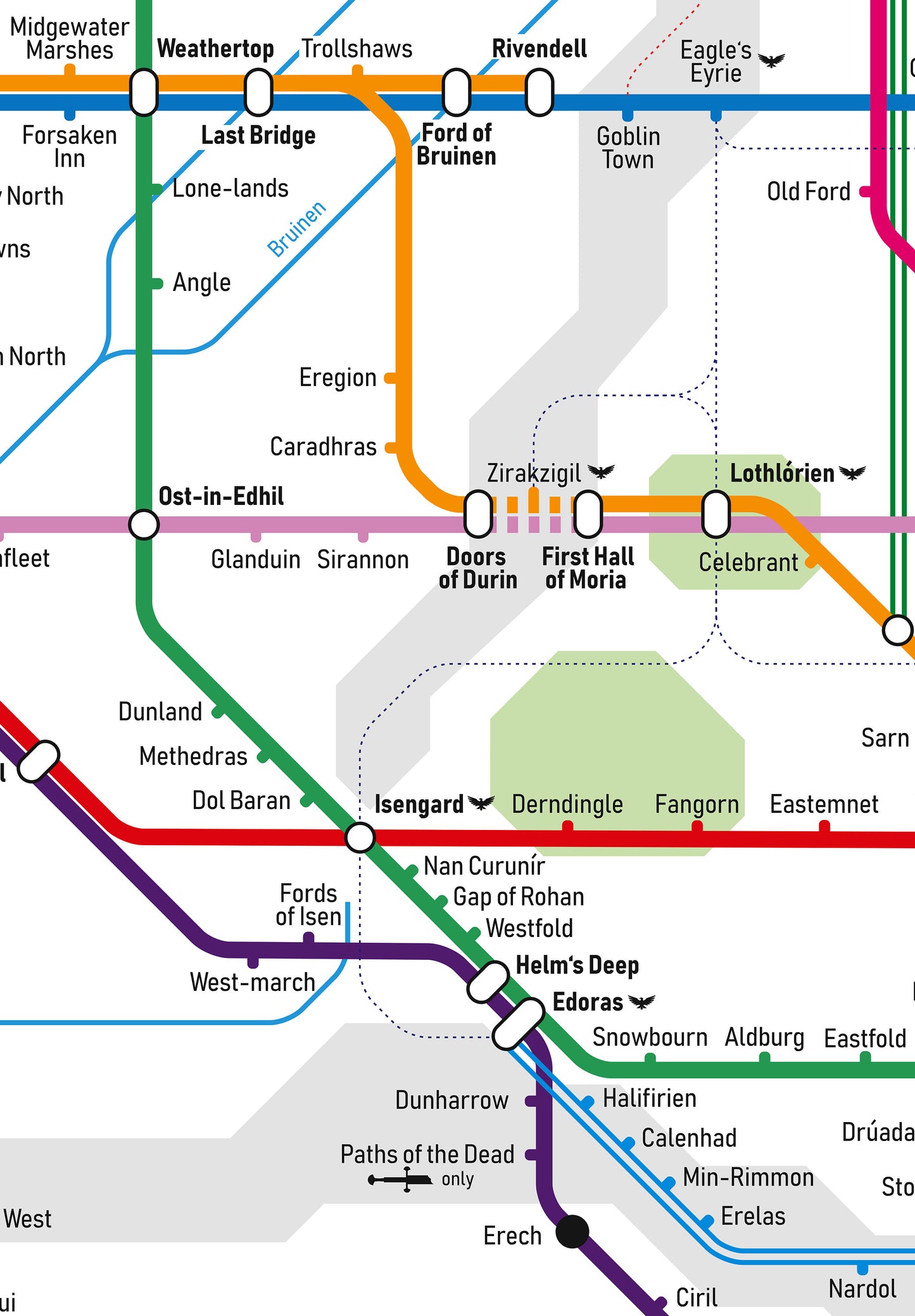 Middle-earth Subway Map - Lord of the Rings Map - Middleearth Map - Middle Earth Map - Fantasy Transit Map - 3. AGE