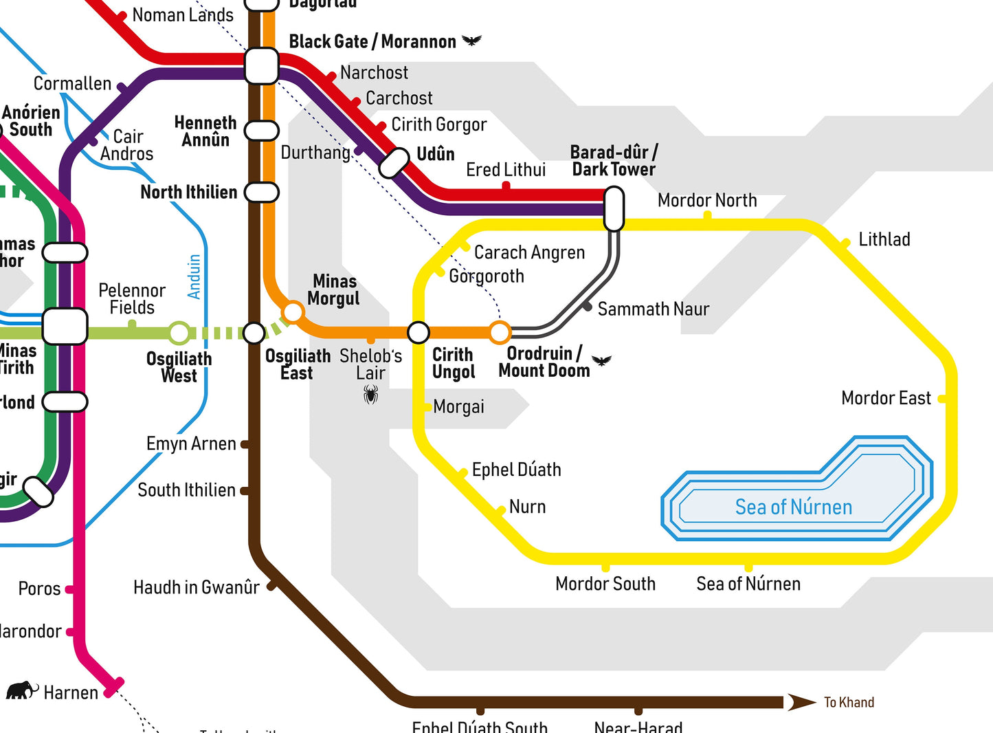 Middle-earth Subway Map - Lord of the Rings Map - Middleearth Map - Middle Earth Map - Fantasy Transit Map - 3. AGE