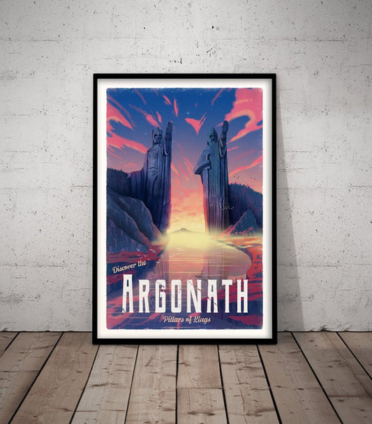 Argonath Travel Poster - Lord of the Rings Vintage Travel Poster - Minimalist Lotr Art - Pillars of Kings