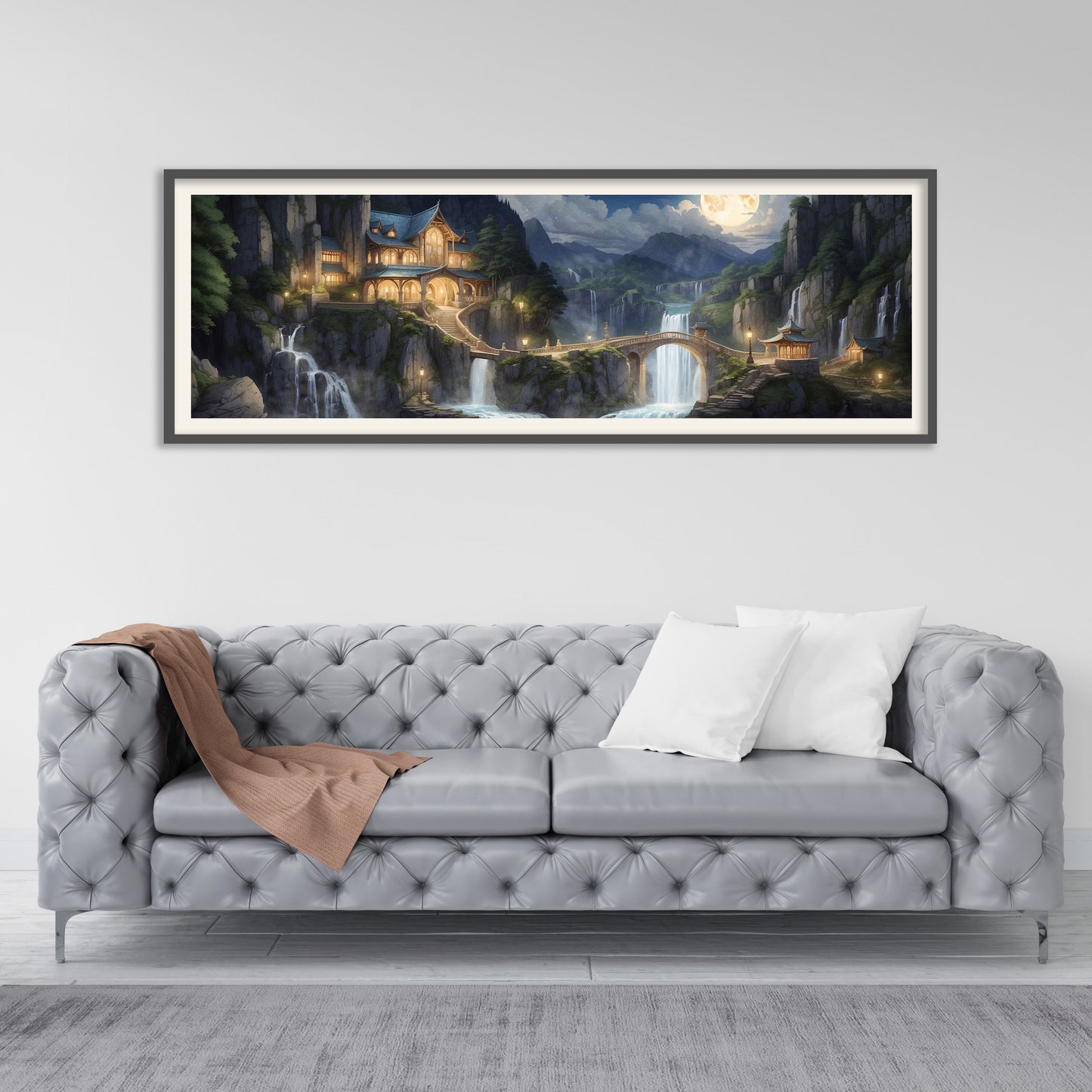 Full Moon in Rivendell Panorama Poster - Lord of the Rings Scenic Painting - Lotr Art - Wall Decor Lord of the Rings