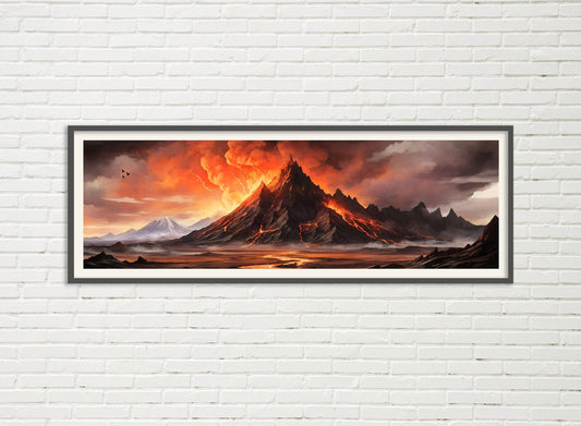 Mordor Panorama Poster - Mordor Print - Lord of the Rings Scenic Painting - Lotr Art - Sammath Naur, Downfall of Sauron, Save the Hobbits