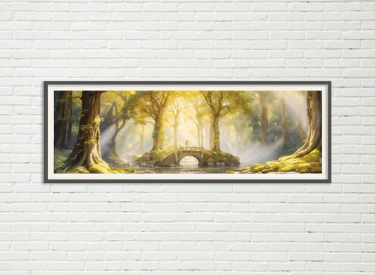 Autumn in Lothlorien Panorama Poster - Lord of the Rings Scenic Painting - Lotr Art - Wall Decor Lord of the Rings