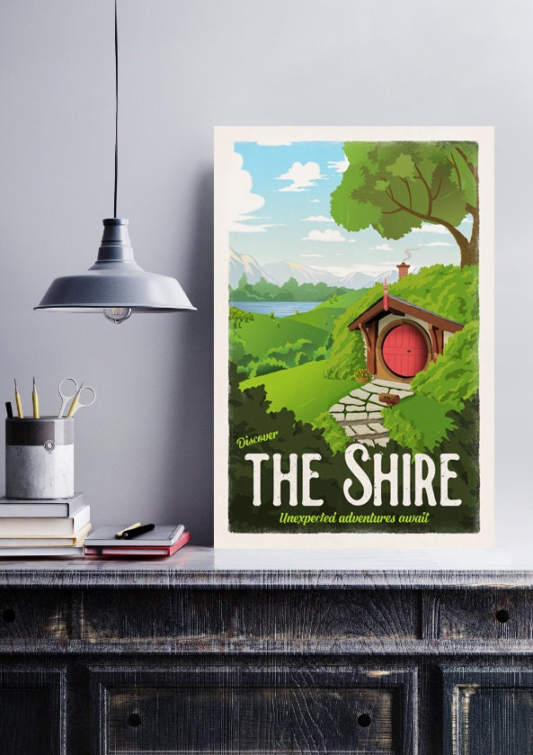 FULL SET - Lord of the Rings Travel Poster Set, The Shire, Erebor, Rivendell and more, Lotr Wall Art, Middle Earth Travel Poster