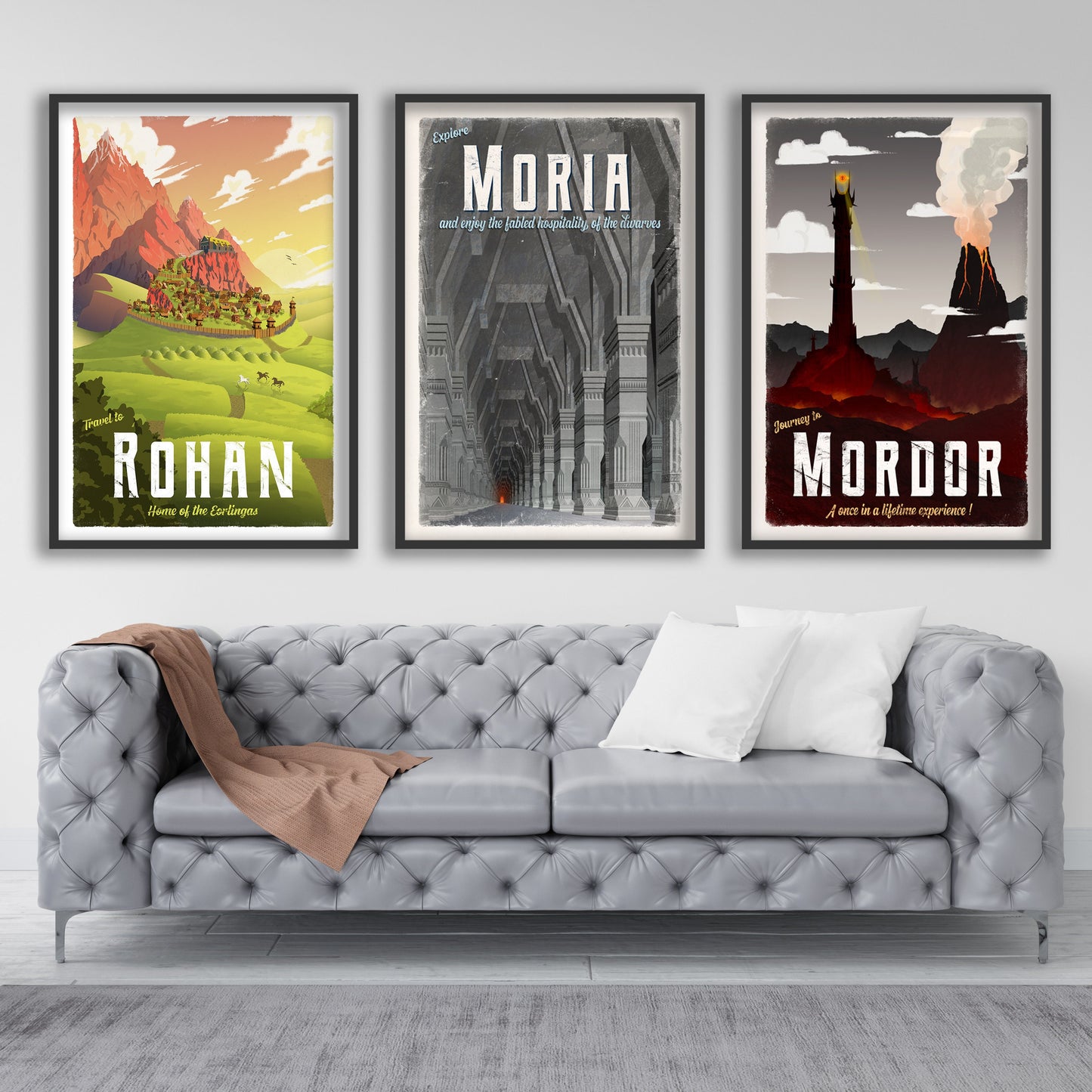 FULL SET - Lord of the Rings Travel Poster Set, No AI Art, The Shire, Erebor, Rivendell and more, Lotr Wall Art, Middle Earth Travel Poster