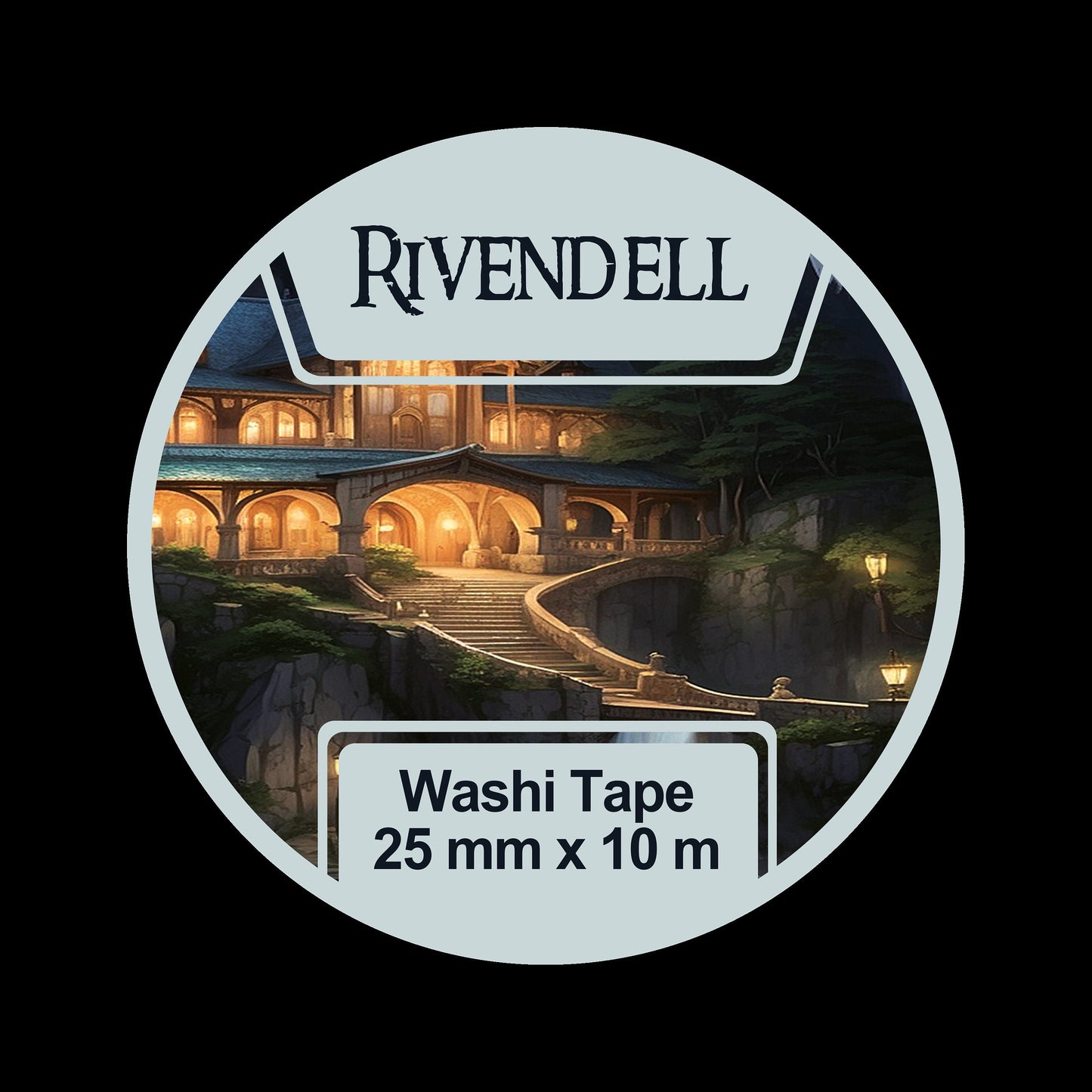 Lotr Washi Tape - Full Moon in Rivendell - Lord of the Rings Gift Tape - Decorative, Scrapbook Supplies, Mask Papercraft