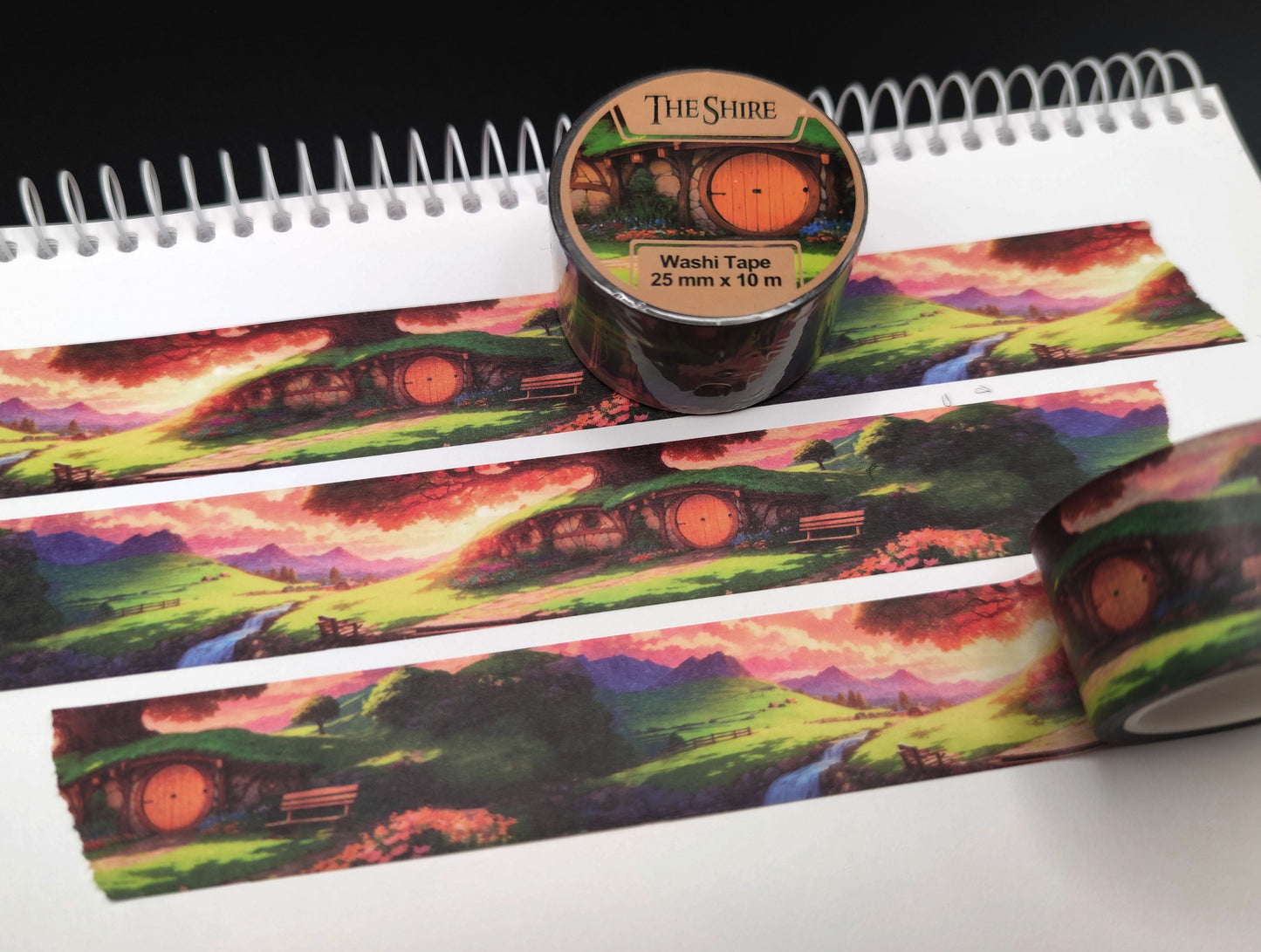 Lotr Washi Tape - Sunset in the Shire - Lord of the Rings Washi Tape - Decorative, Scrapbook Supplies, Hobbitcore, Mask Papercraft