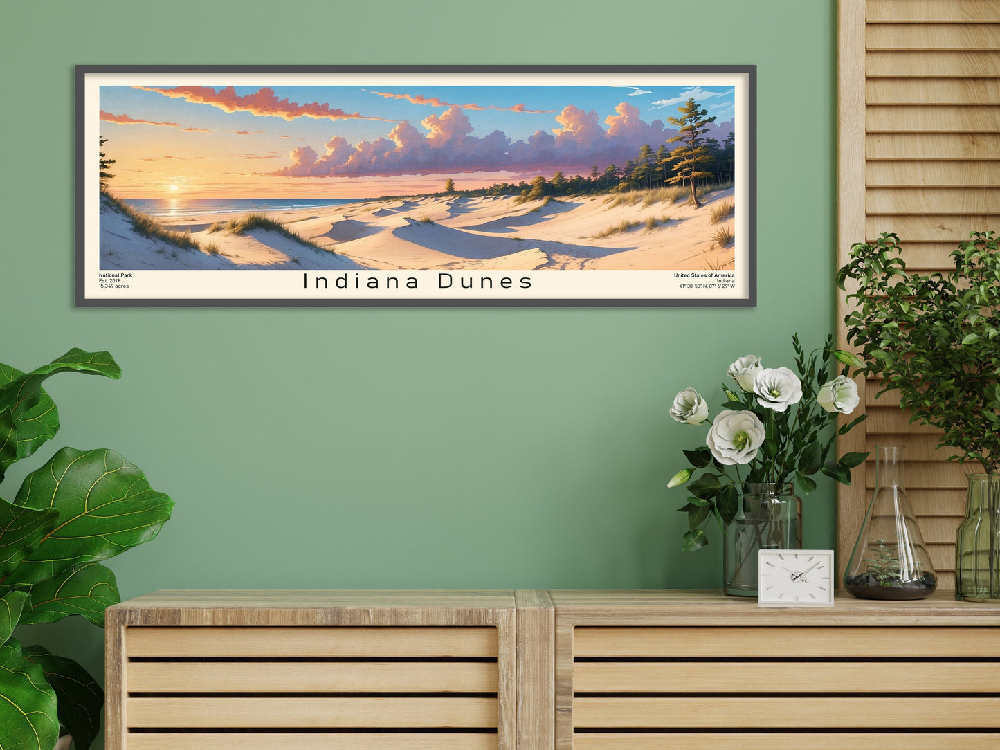 Indiana Dunes National Park Panoramic Travel Art, National Park Panorama Print, Birthday present, Wedding anniversary gift