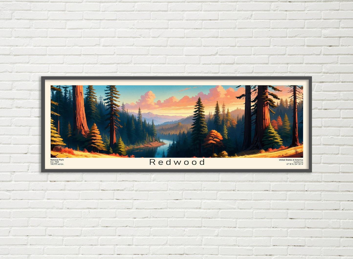 Redwood National Park Panoramic Travel Art, National Park Panorama Print, Birthday present, Wedding anniversary gift