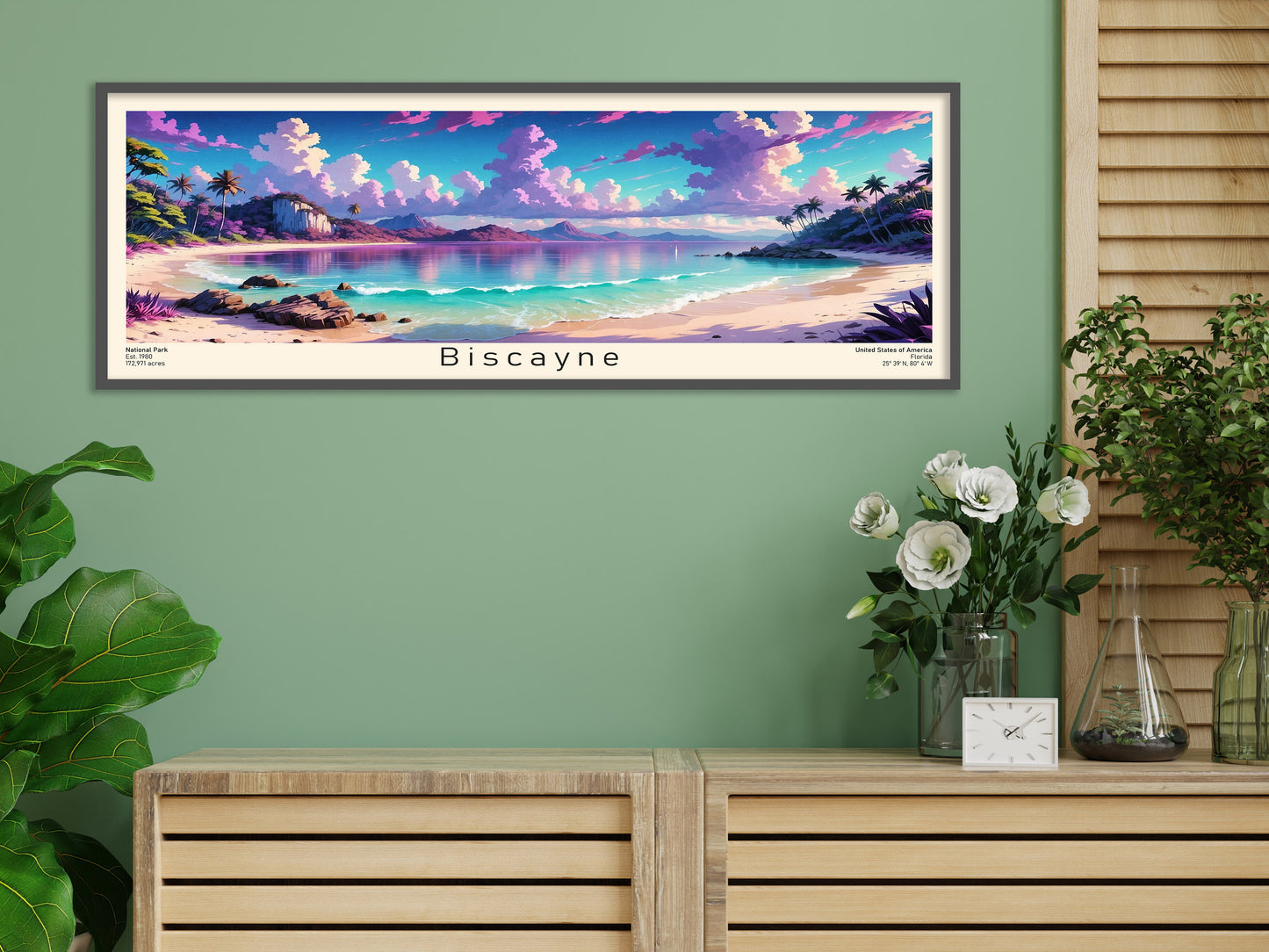 Biscayne National Park Panoramic Travel Art, National Park Panorama Print, Birthday present, Gift for Nature Lover, Wanderlust, Florida Art