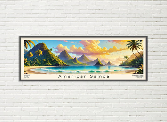 American Samoa National Park Panoramic Travel Art, Minimalist Travel Art, Painting Panoramic Birthday present, Wanderlust