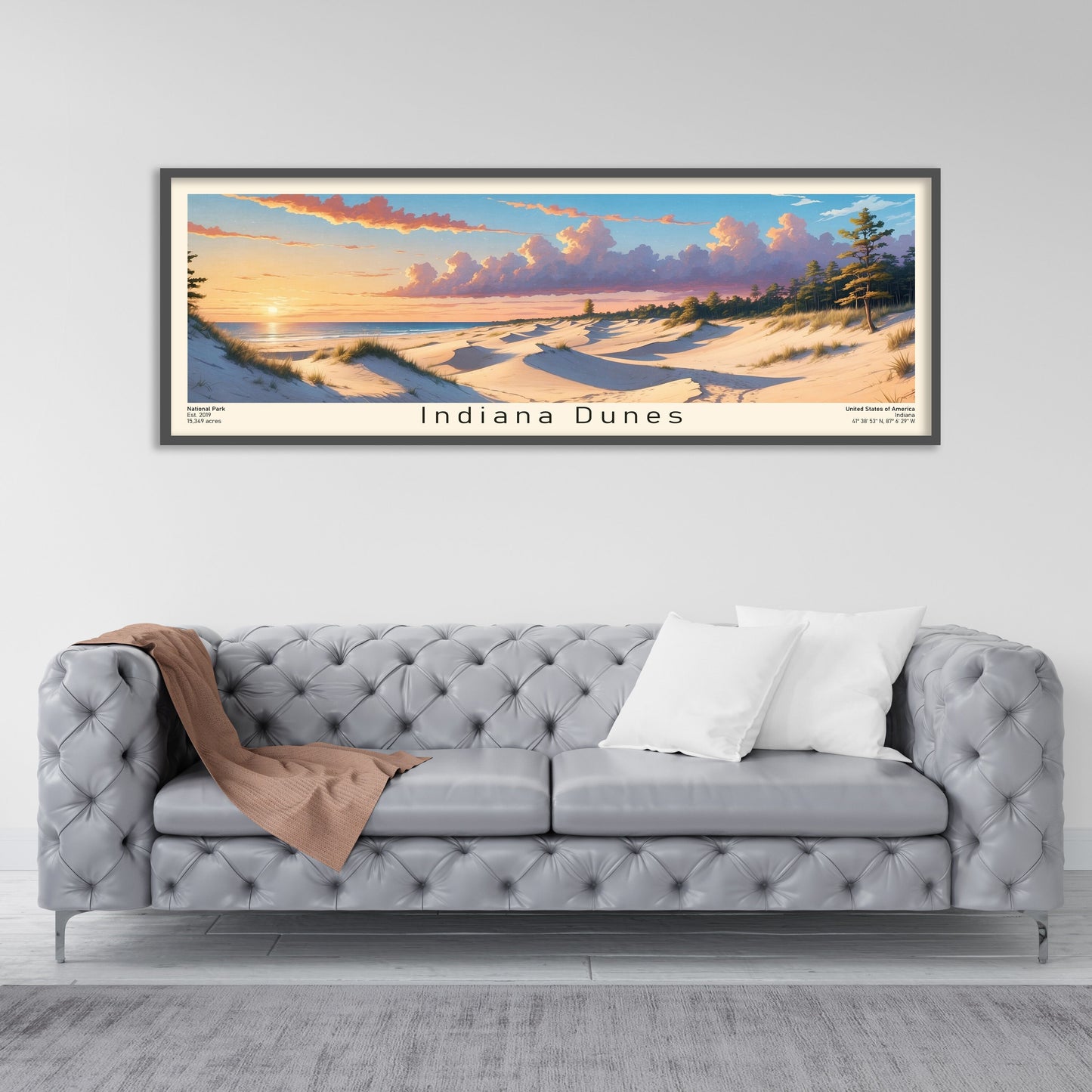 Indiana Dunes National Park Panoramic Travel Art, National Park Panorama Print, Birthday present, Wedding anniversary gift