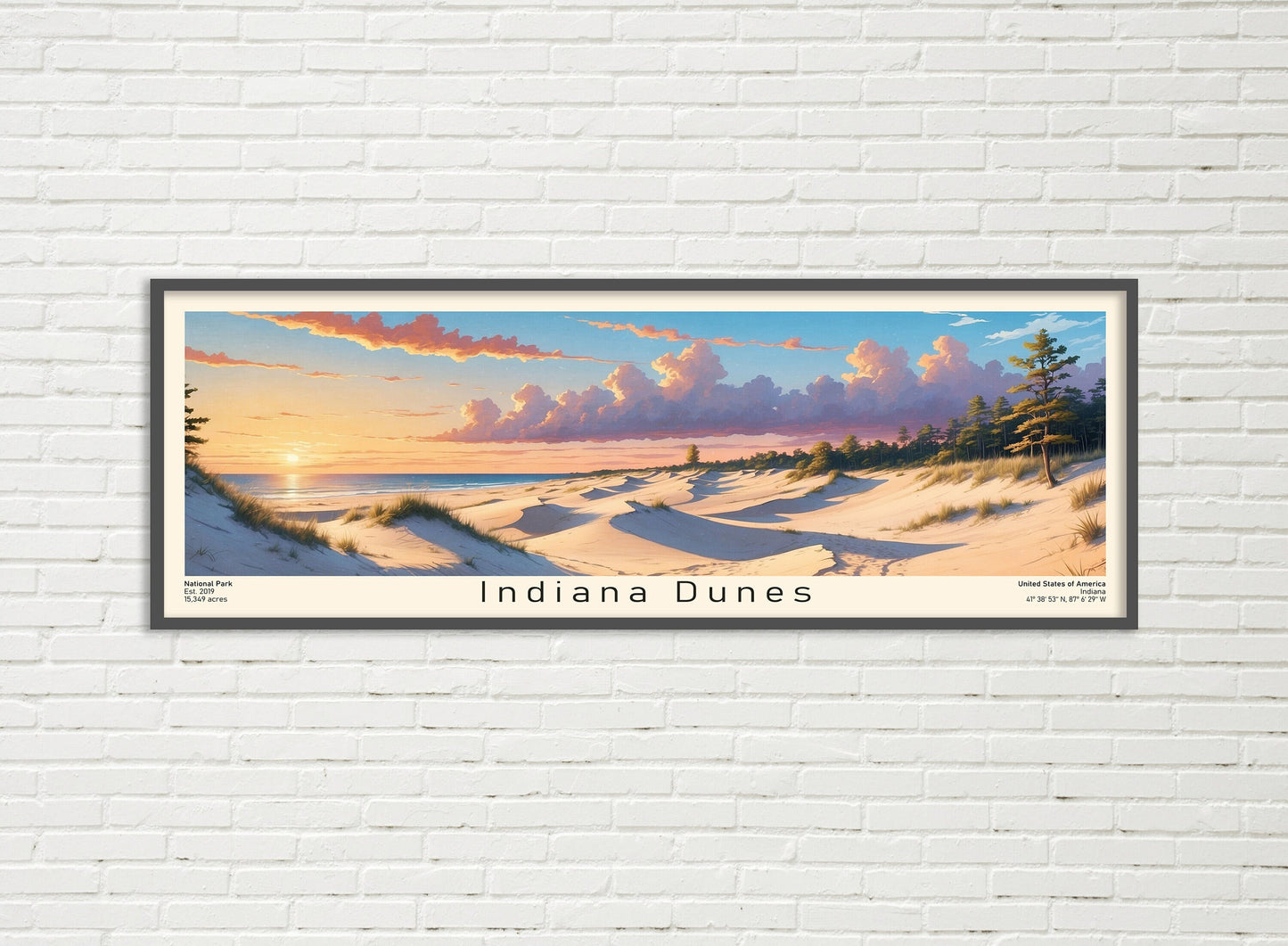 Indiana Dunes National Park Panoramic Travel Art, National Park Panorama Print, Birthday present, Wedding anniversary gift