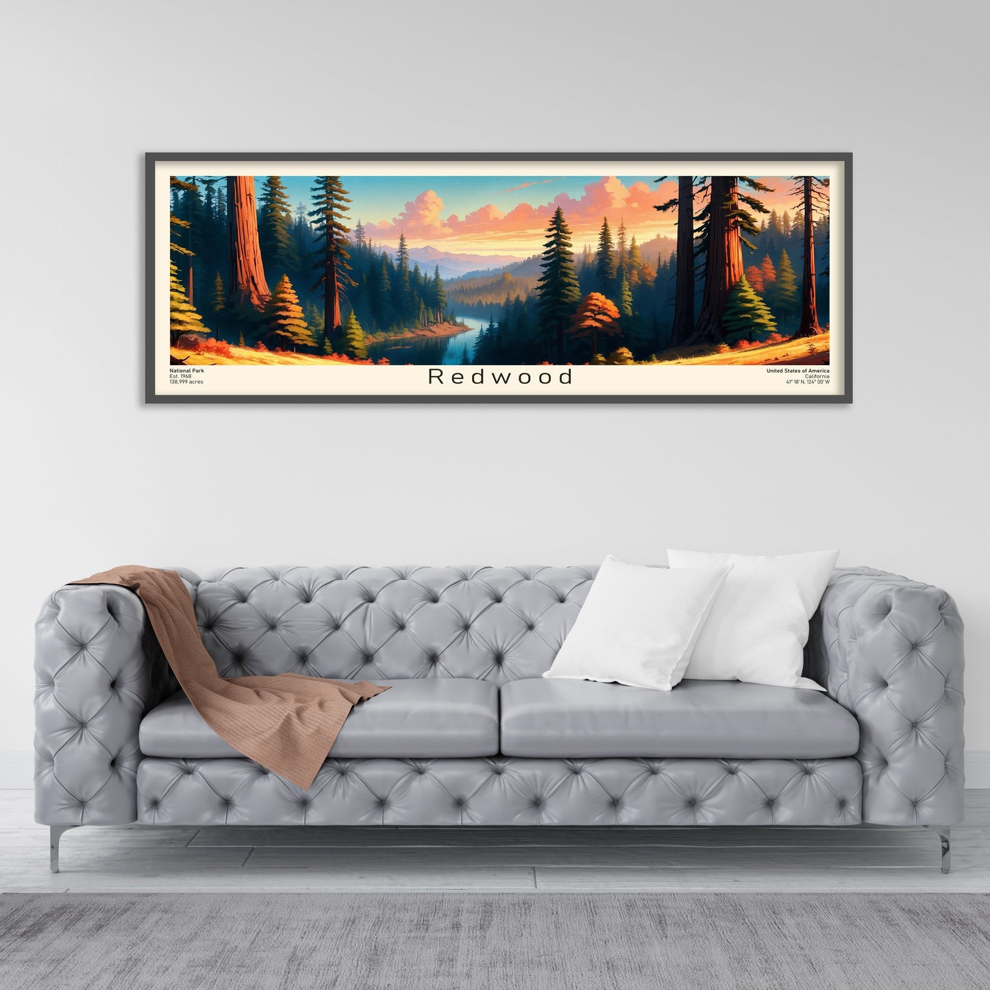 Redwood National Park Panoramic Travel Art, National Park Panorama Print, Birthday present, Wedding anniversary gift