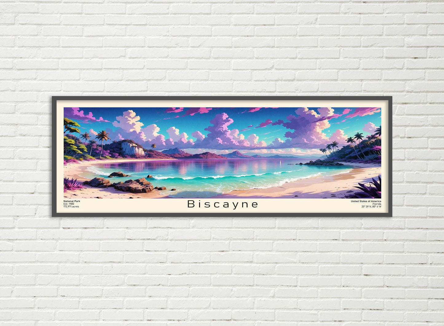 Biscayne National Park Panoramic Travel Art, National Park Panorama Print, Birthday present, Gift for Nature Lover, Wanderlust, Florida Art