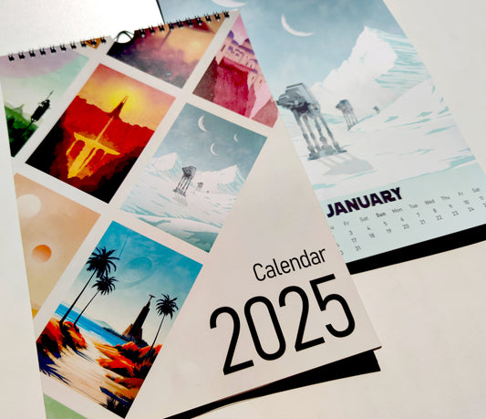 Star Wars Calendar 2025 - With 12 Different Locations, Hoth, Endor, Tatooine, Scarif, Star Wars Christmas Gift, Movie Calendar 2025