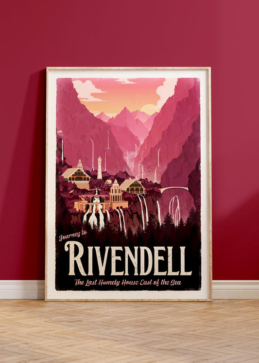 Rivendell Travel Poster - Lord of the Rings Vintage Travel Poster - Minimalist Lotr Art